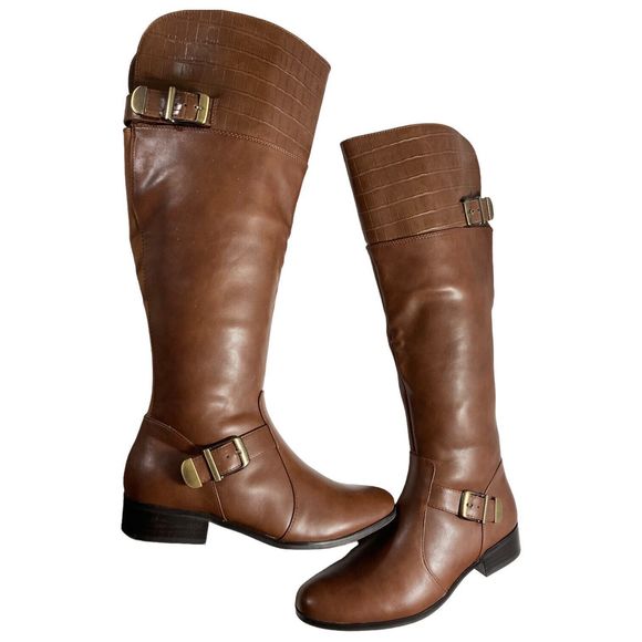 NEW DIRECTIONS Halden Brown Faux Leather Knee High Boots Womens 7.5M. - Picture 3 of 10